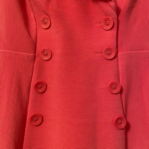 ASOS HOT PINK DOUBLE BREASTED BUTTON GRAD DRESS COLLAR COCKTAIL CHIC MIDI SHOWER - Picture 7 of 8